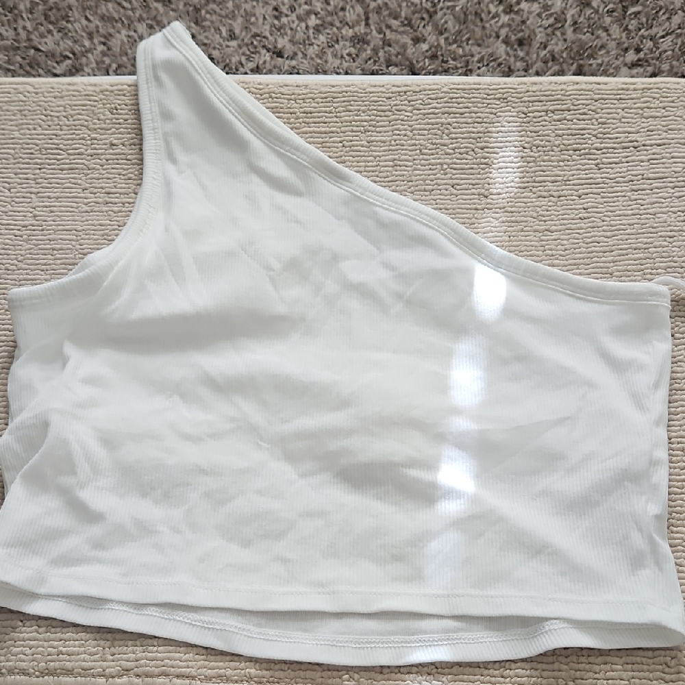 PINK Victoria's Secret Cream One-Shoulder Tank